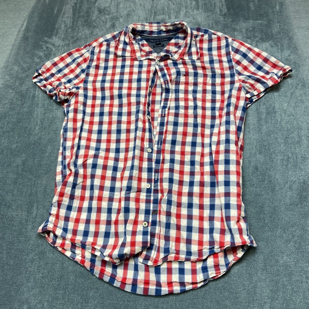 Tommy Hilfiger Shirt Mens Large Multicolor Plaid Cotton Streetwear Button Up